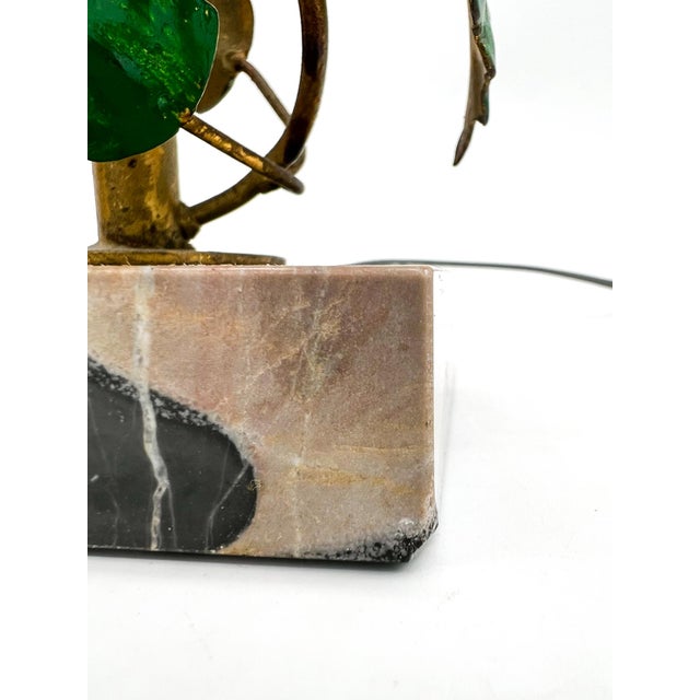 Vintage Floral Tole Table Lamp With Marble Base - Hollywood Regency, Cottagecore, Italian Style For Sale - Image 11 of 13