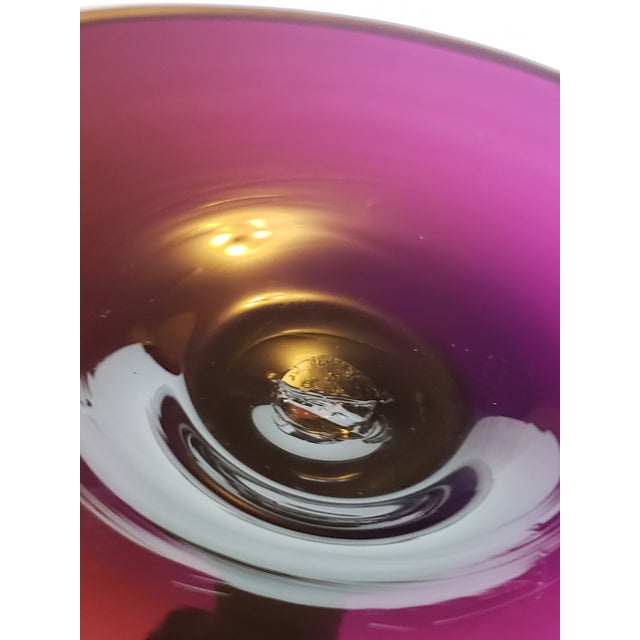 Vintage Murano Glass Amethyst Tazza Compote Bowl Attr Salviati For Sale - Image 14 of 18