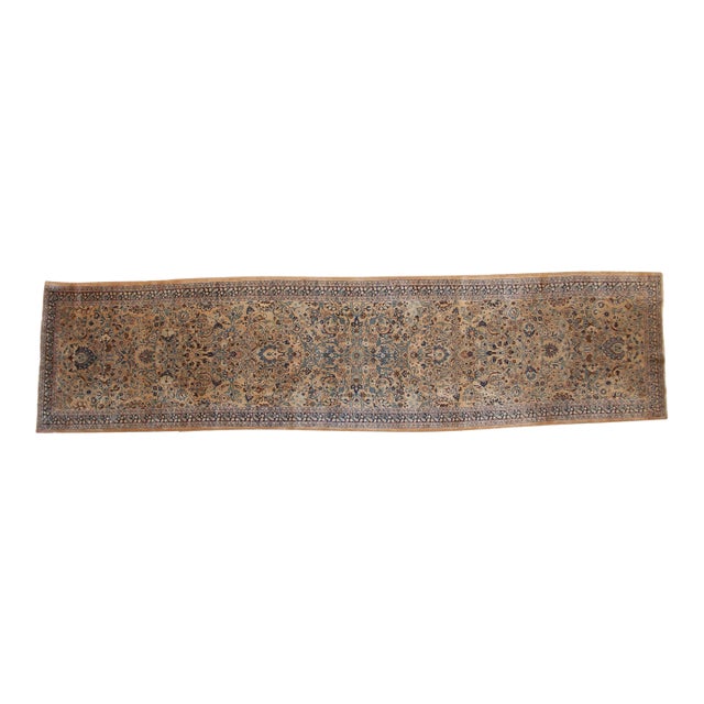 Vintage Tea Washed Meshed Rug Runner - 3'10" x 15'10" For Sale