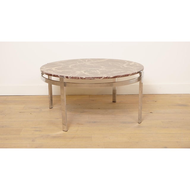 Vintage Round Coffee Table in Marble and Chrome For Sale - Image 13 of 13