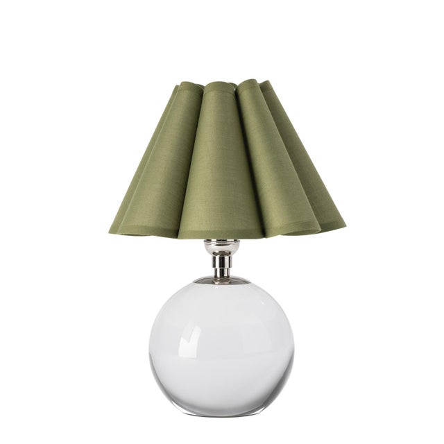 Regina Andrew Giorgio Crystal Mini Lamp, Polished Nickel with Olive Scalloped Shade For Sale In Detroit - Image 6 of 6