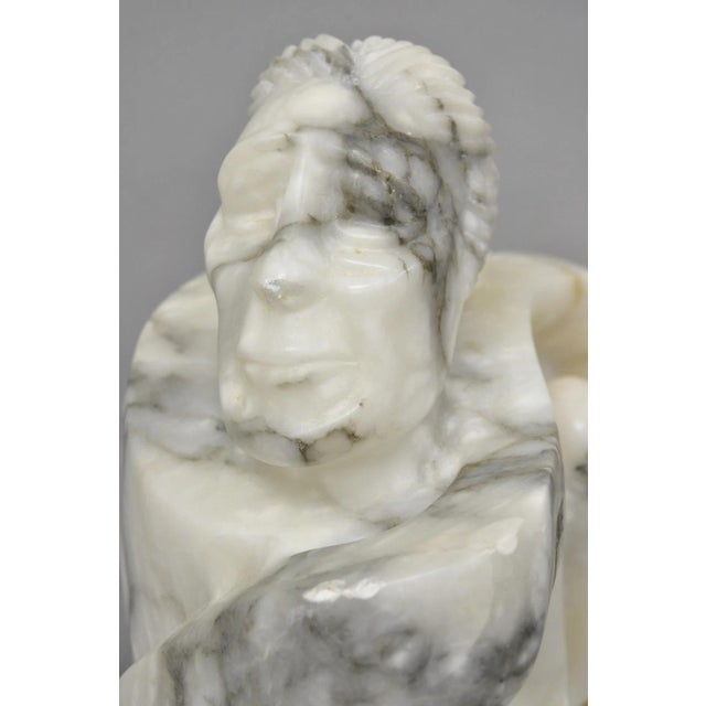 Vintage Seymour Shuren Modern Carved Alabaster Native American Figure Sculpture For Sale - Image 11 of 17