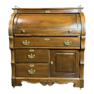 Antique Barrel Cylinder Library Desk 19th Century For Sale