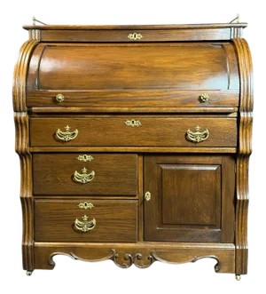 Antique Barrel Cylinder Library Desk 19th Century