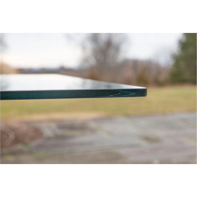 Vintage Glass Top and Steel Rectangular Dining Table For Sale - Image 11 of 12
