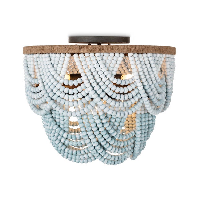 Wood Ombre Wood Bead Flush Mount, Blues For Sale - Image 7 of 7