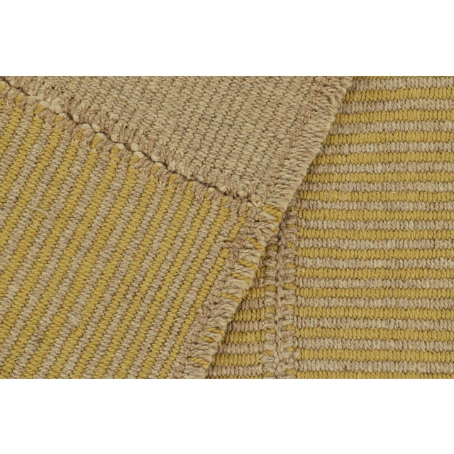 Textile Rug & Kilim’s Contemporary Kilim in Beige and Gold Textural Stripes For Sale - Image 7 of 7