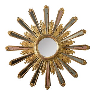 Italian 19th Century Gilt Sunburst Mirror For Sale