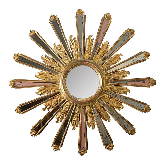Italian 19th Century Gilt Sunburst Mirror For Sale