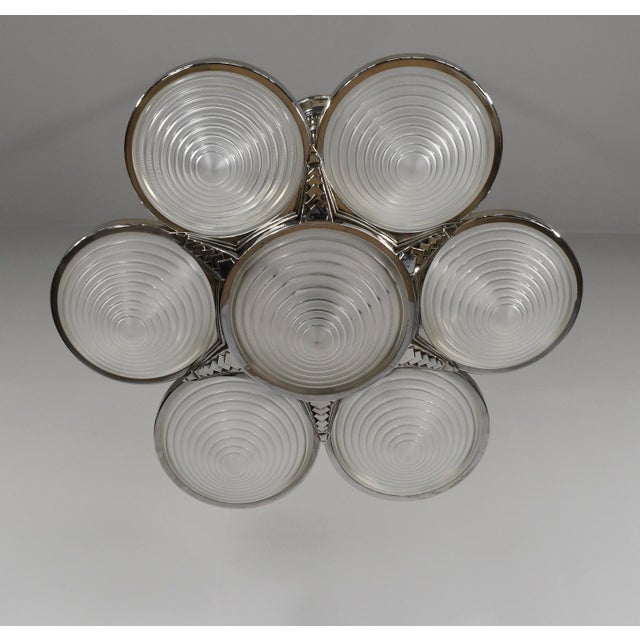 Silver French Art Deco Chandelier by Georges Leleu - 1930 France For Sale - Image 8 of 17