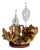 1970s Organic Modern Burl Wood Sculptural Double Oil Lamp Centerpiece For Sale