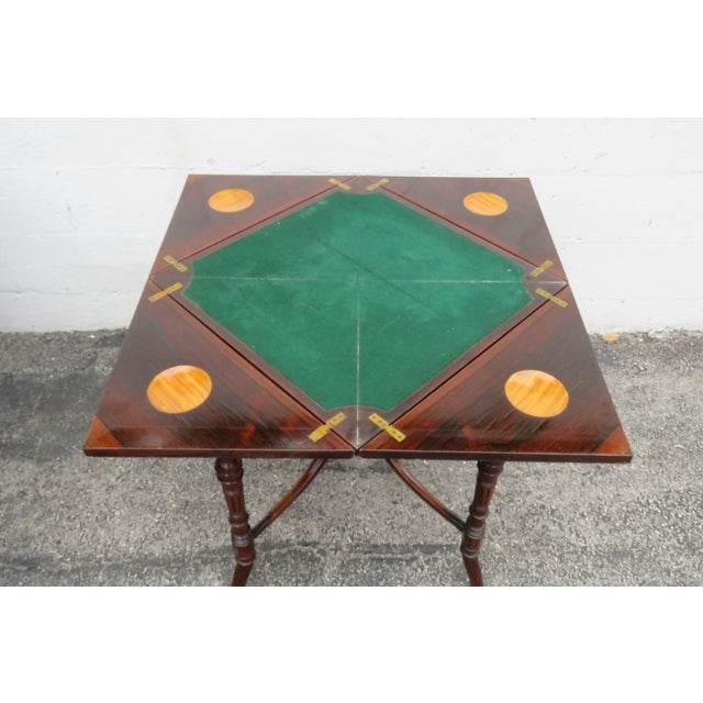 Traditional Edwardian 1800s Inlay Envelope Card Gaming Table 5945 For Sale - Image 3 of 12