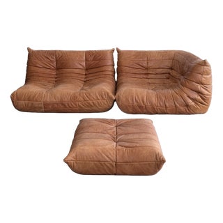 Cognac Togo Leather Set by Michel Ducaroy for Ligne Roset, 2010s, Set of 3 For Sale