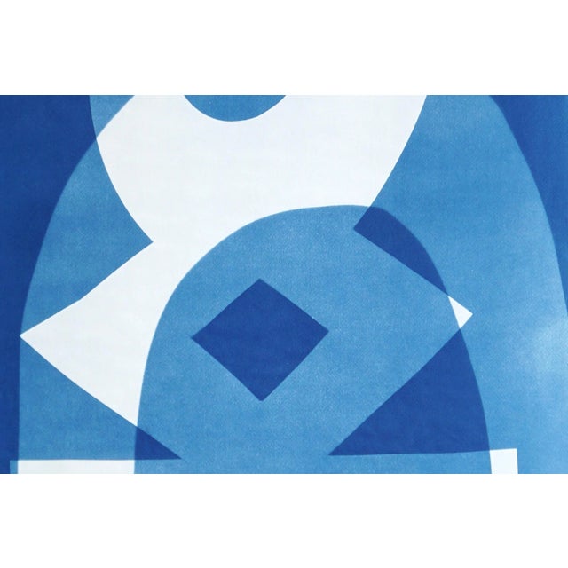 Mid-Century Modern 2025, House on a Hill, Desert Modernism Architecture, Handmade Monotype Cyanotype on Watercolor Paper by Kind of Cyan For Sale - Image 3 of 8
