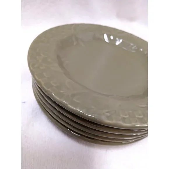 Set of 5 Home Grown Riviera Van Beer Stoneware Five 6" Cake Plate Mustard Green Vintage For Sale - Image 4 of 11
