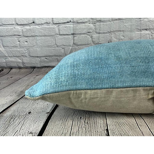 16 x 24 Hemp Pillow Turkish Cushion Natural Blue Pillow Cushion Cover For Sale - Image 4 of 4