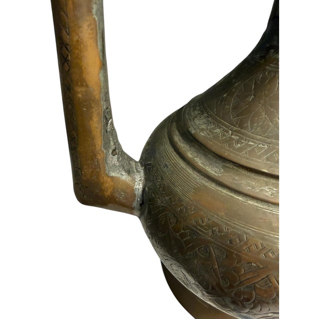 Antique Style Copper Brass Snake Spout Ewer-Engraved-Middle Eastern-Serpent For Sale - Image 15 of 15
