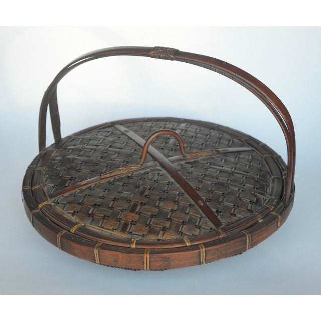 A rare museum-quality tea-ceremony basket in remarkable antique condition by the legendary 1st Generation Hayakawa...