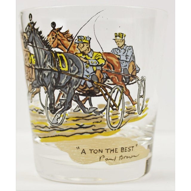 Mid 20th Century Set X 4 Paul Desmond Brown Harness/ Sulky Old Fashioned Equestrian Glasses For Sale - Image 5 of 5