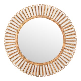 A Cream Glass & Resin Convex Mirror, in the Manner of Line Vautrin. Contemporary. For Sale