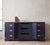 Campaign 1970s Professionally Refinished Young Solid Oak Campaign Dresser Credenza, Navy Blue, Brass Hardware For Sale - Image 3 of 11