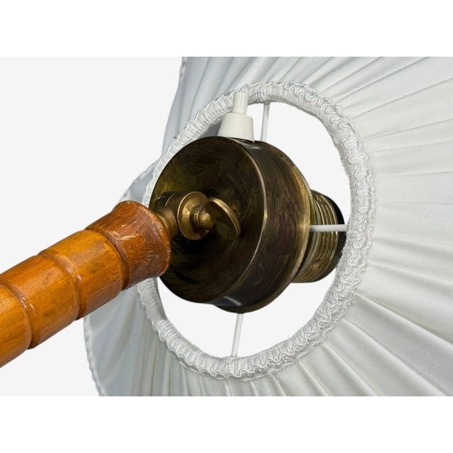 1930s Mid Century Modern, Organic Floor Lamp, Wood, Silk, Sweden For Sale - Image 9 of 12