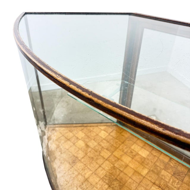 Brown Antique Curved Glass Display Cabinet Wooden Showcase, 1890s For Sale - Image 8 of 18