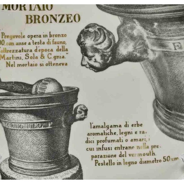 Grande Mortaio Bronzeo Plate by Piero Fornasetti for Martini and Rossi, 1960s For Sale - Image 4 of 5