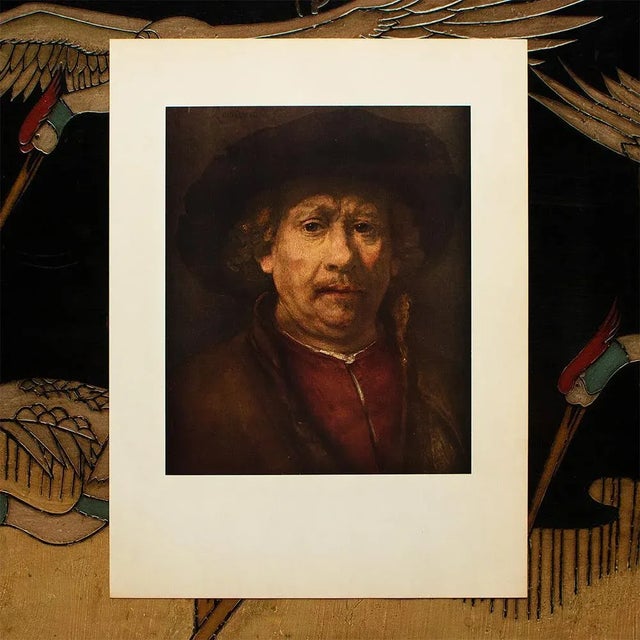 American 1954 After Rembrandt Van Rijn "Self-Portrait", Vintage Full-Color Print For Sale - Image 3 of 8