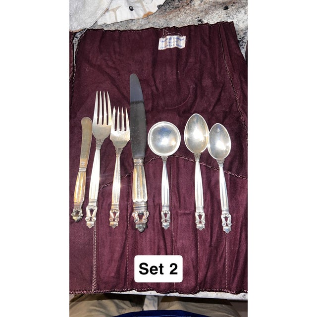 Mid-Century Modern 1920s Mid-Century Modern Georg Jensen Sterling Acorn Flatware - Set of 7 For Sale - Image 3 of 10