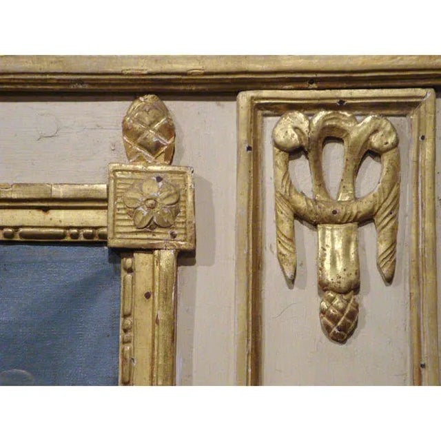 Paint 18th Century French Louis XVI Painted Giltwood Trumeau Mirror From Versailles For Sale - Image 7 of 10
