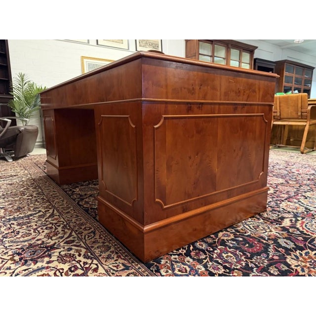 Brown English Desk with Brown Leather For Sale - Image 8 of 18