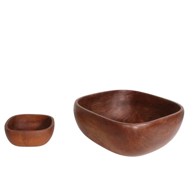 Brown Seven Piece Mid Century Teak Salads Set Made in Thailand by Good Wood C. 1950/70s For Sale - Image 8 of 14