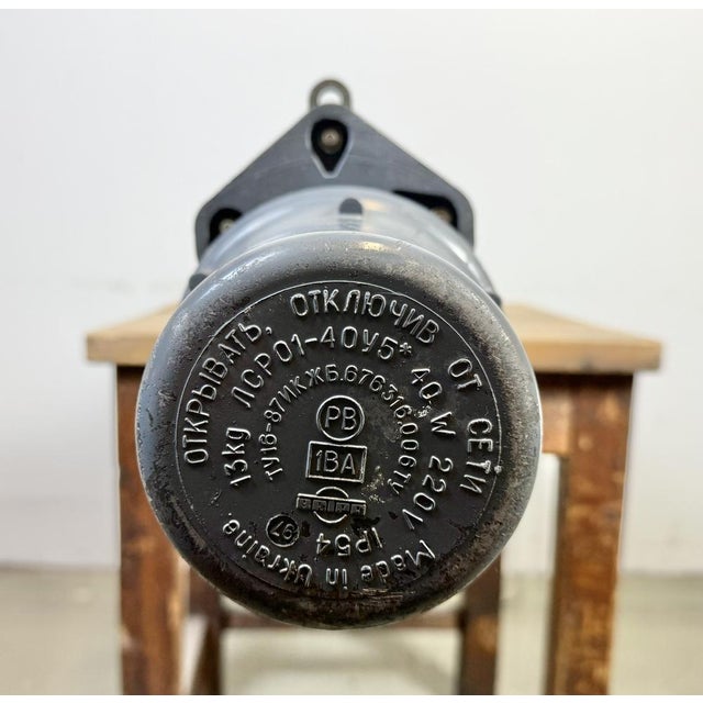 Large Soviet Industrial Grey Hanging Tube Light, 1970s For Sale - Image 14 of 18