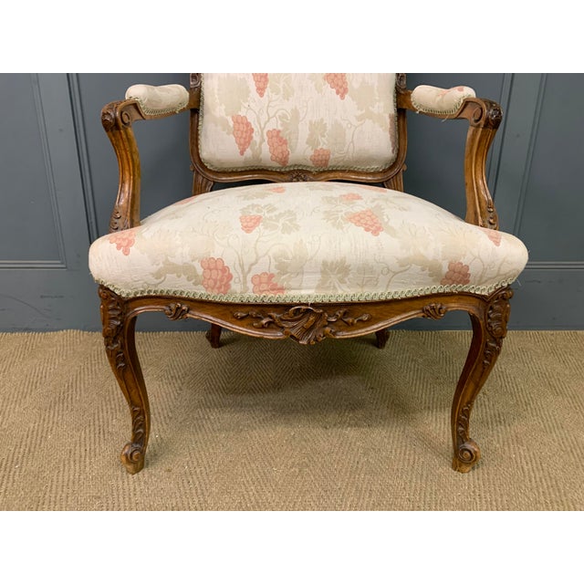 French Carved Walnut Armchairs, 1910, Set of 2 For Sale - Image 9 of 17
