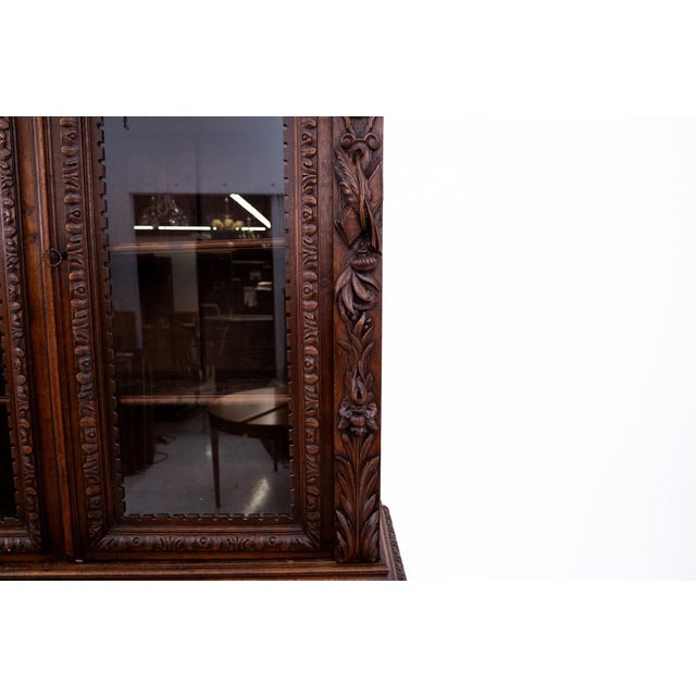 Wood Antique French Carved Library, 1880 For Sale - Image 7 of 13