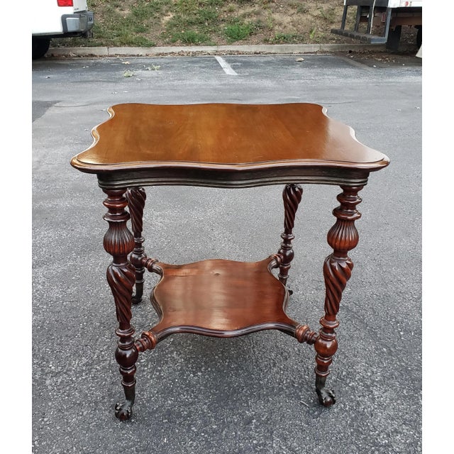 1930s Regency Style Mahogany Tiered Tea Table With Ball Claw Feet For Sale - Image 10 of 10