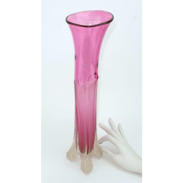Neal Drobnis Sand Cast Magenta Art Glass Vase, 1997 For Sale - Image 18 of 18