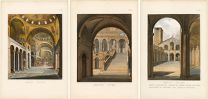 After Camille Bonnard, Venetian Interior & Architectural Views, 1845, Set of 3