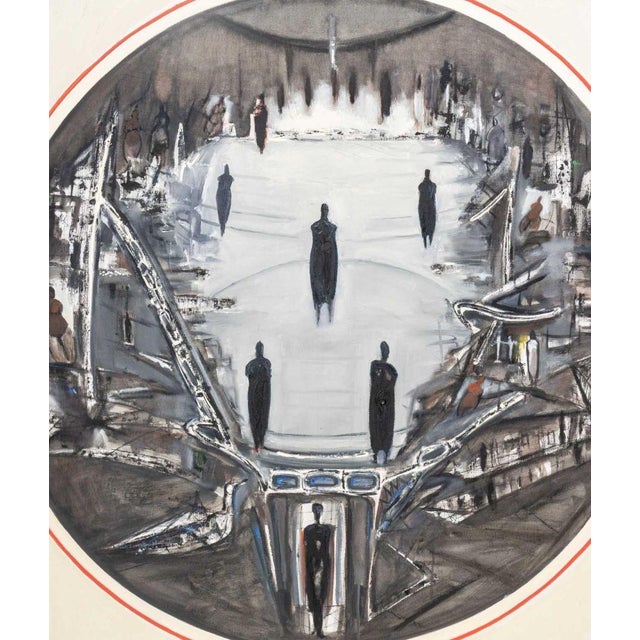 Agudelo (XX), Untitled (Abstract Silhouette Figures), Oil on Canvas, unsigned, unframed. 48" H x 48" W x 1.25" D....
