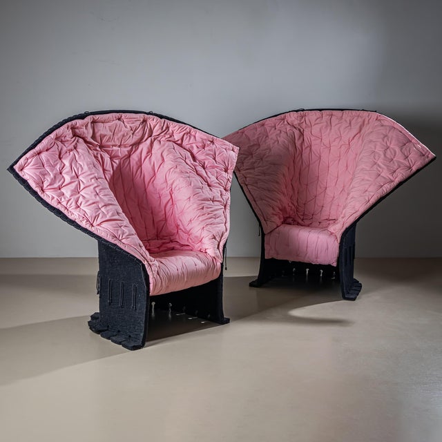 1980s Two Sculptural Lounge Chairs, “I Feltri” by Gaetano Pesce For Sale - Image 10 of 18
