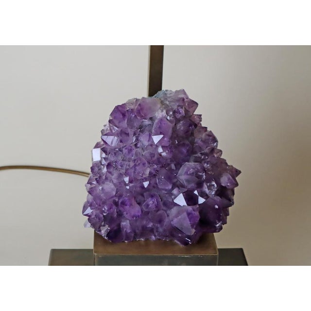 Amethyst Table Lamp in Brass with Silk Lampshade, 1970s For Sale - Image 14 of 18
