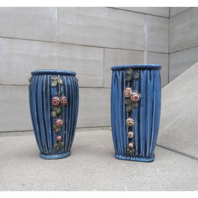 Weller Art Pottery made it Blue Drapery ceramics during the heart of the Art Nouveau Period and just before WWI. These two...
