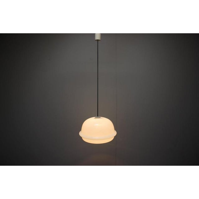 Czechoslovakian Space Age Pendant Lamp in Opaline Milk Glass, 1970s For Sale - Image 9 of 10