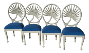 Set of Four Aluminum Chairs with Palm Leaf Motif