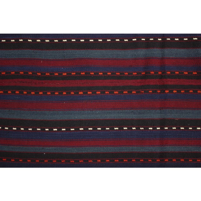 1980s Art Deco Burgundy Striped Runner Rug For Sale - Image 11 of 13