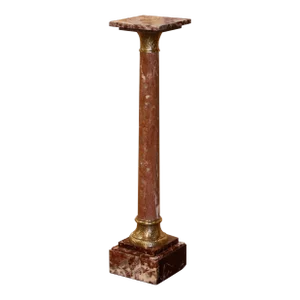 19th Century French Napoleon III Carved Marble and Bronze Selette Pedestal Table