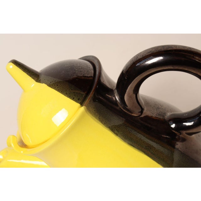Vintage Vallauris Two Tone Gray and Yellow Ceramic Teapot by Auguste Lucchesi For Sale - Image 12 of 17