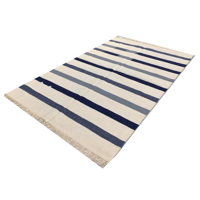 2020s Modern Handwoven Ivory Kilim 4'1 X 6'2 For Sale - Image 5 of 9