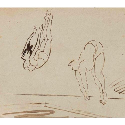 Watercolor drawing on paper realized by Mino Maccari in 1960s. Hand signed lower right. Very good condition. This piece is...